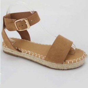 Tan Platform Espadrille Open Toe Sandals Size 8